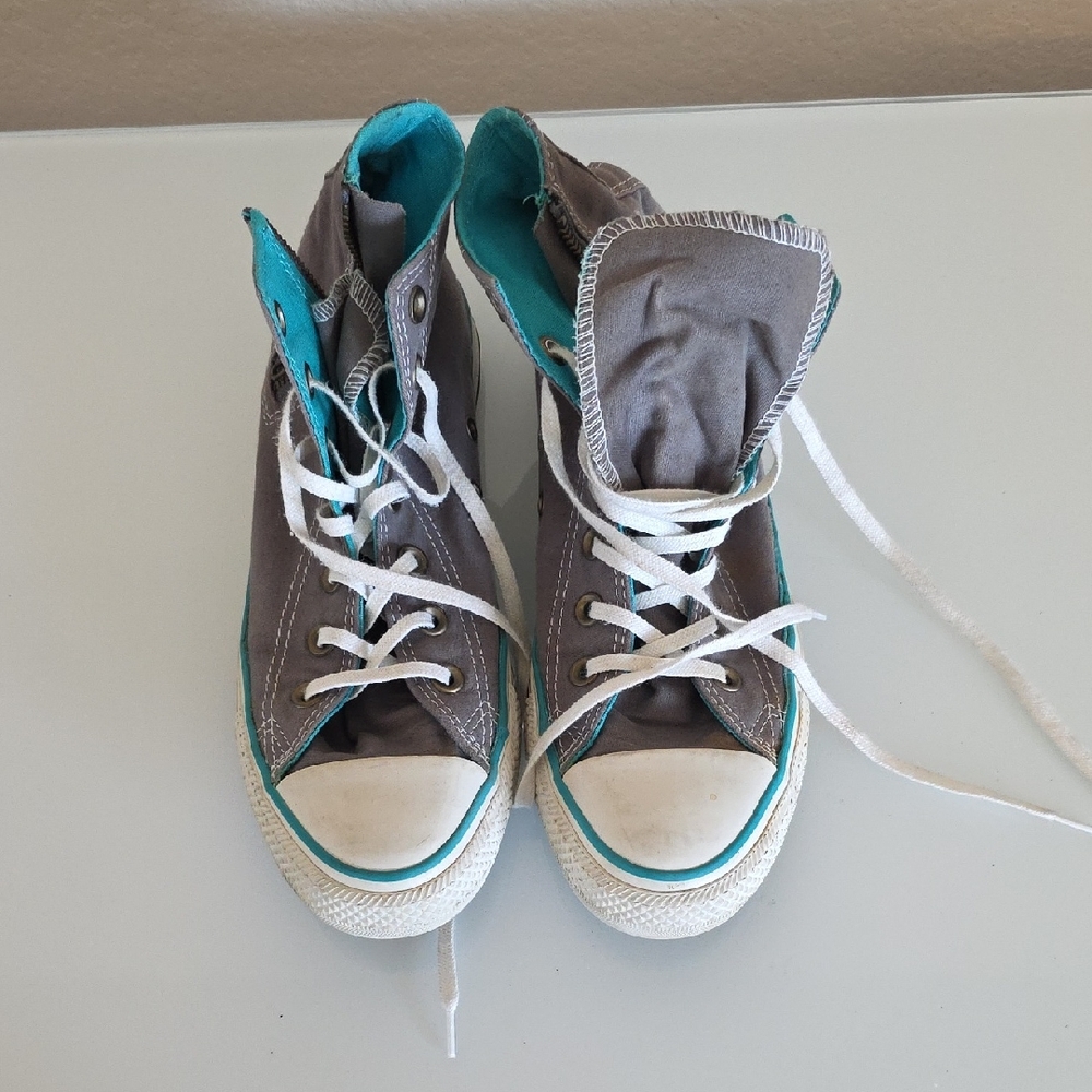Converse All Star Gray and Teal High-Tops